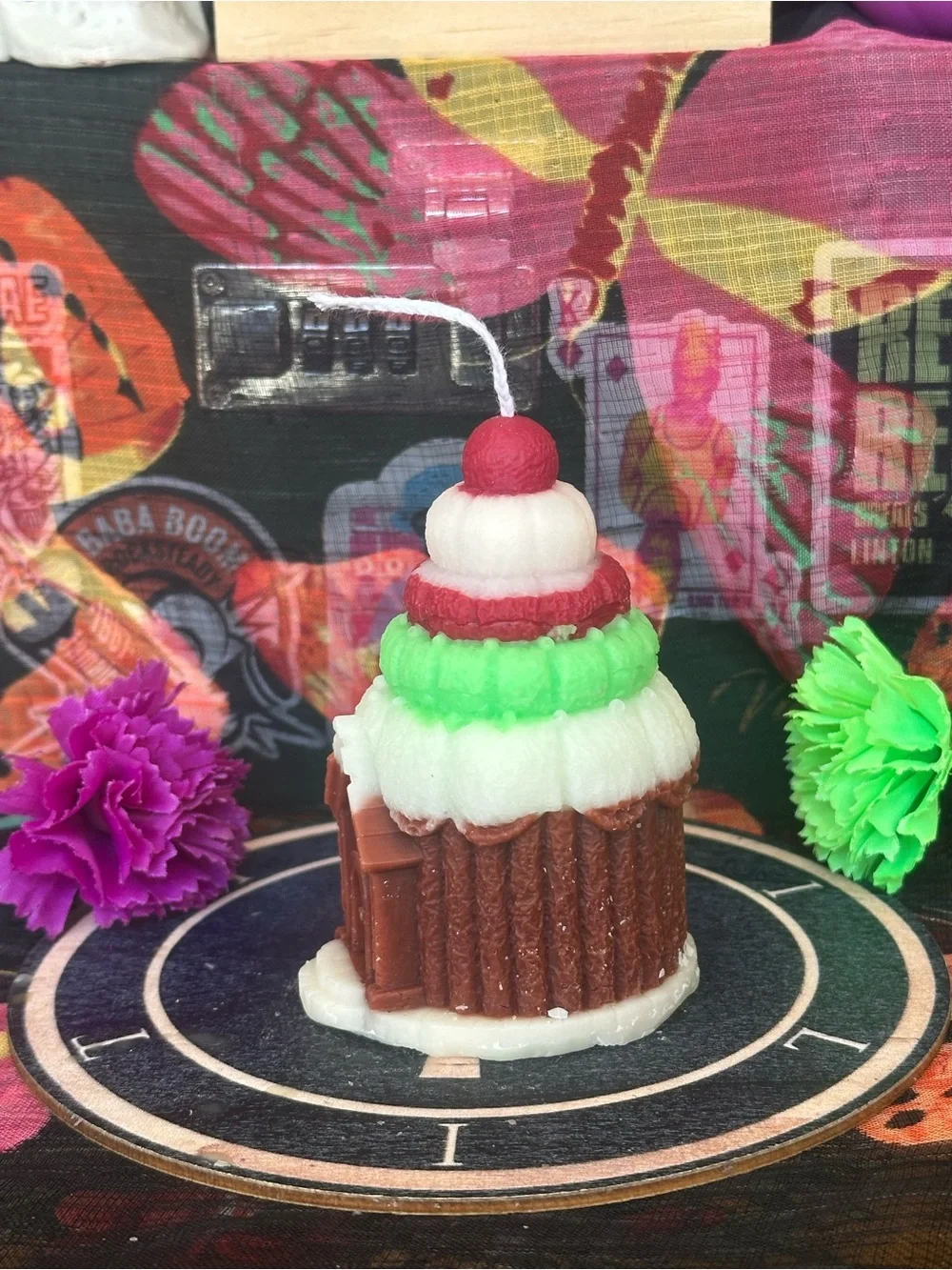Handmade Gingerbread House Cupcake Candle – Christmas Holiday Candle